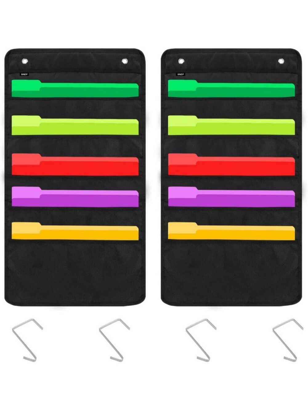 2 Pack Heavy Duty 5 Pocket Wall File Organizer - Versatile Storage for Home